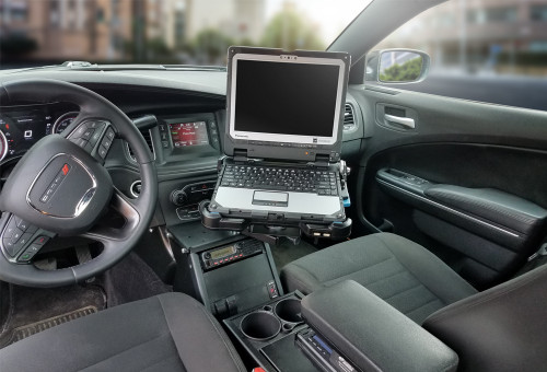 Gamber Johnson 7170-0137-00, Dodge Charger Law Enforcement Package (2011-2021) Console Box with Cup Holder, does not require a Leg Kit or MCS Top Plate, includes faceplates and filler panels